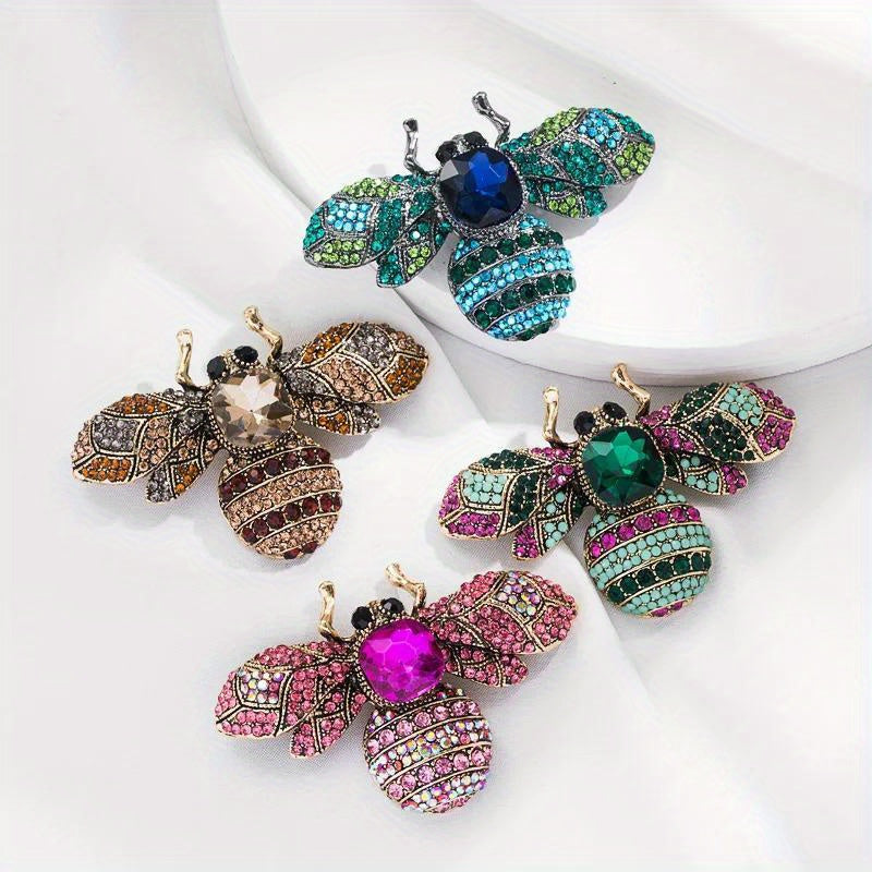 Vintage Rhinestone Bee Brooch for Women Elegant Jewelry Accessory