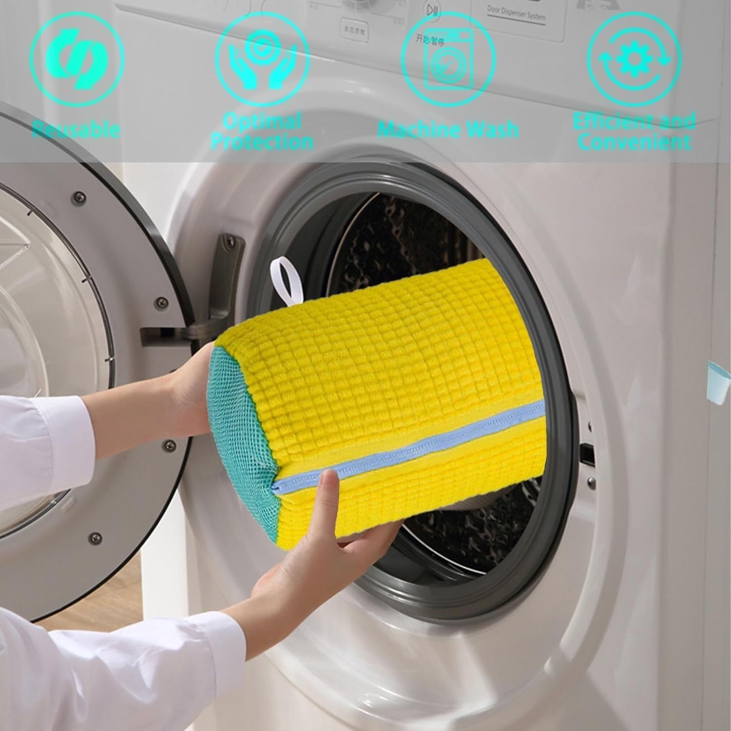 Multi-Functional Laundry Bag for Shoes with Zipper Closure and Utility Hooks