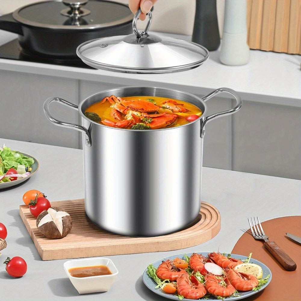 3.5L Stainless Steel Deep Fryer Pot with Basket and Clear Lid