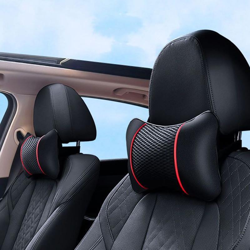 Ergonomic Car Neck Pillow Breathable Faux Leather Headrest with Mesh Ventilation