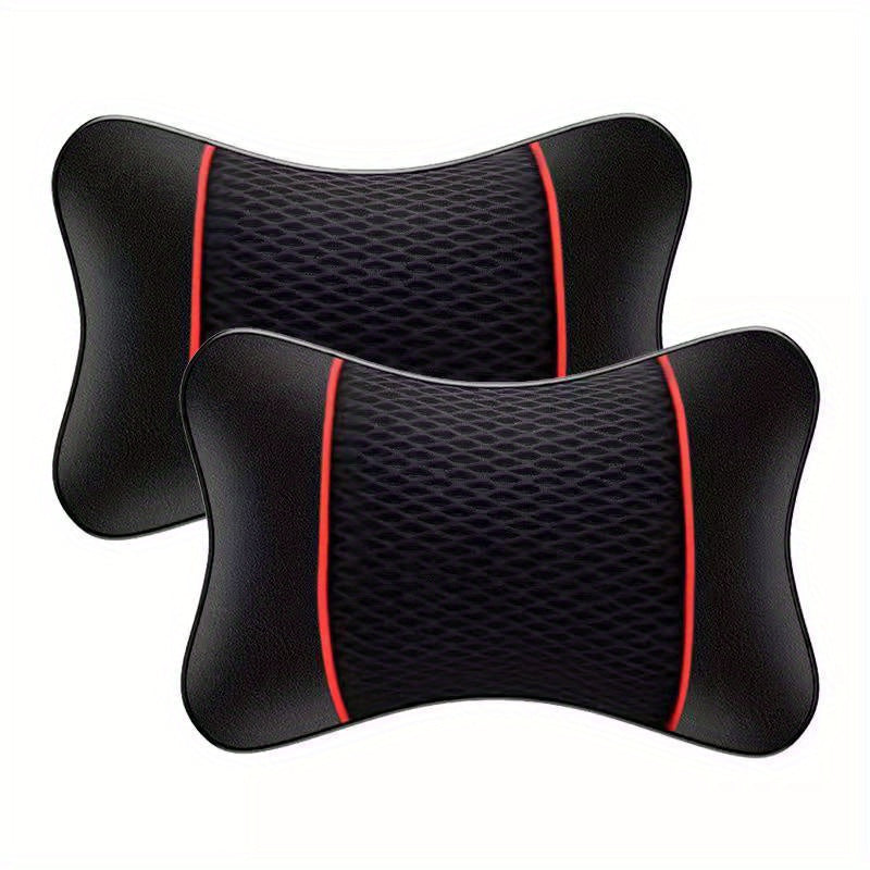 Ergonomic Car Neck Pillow Breathable Faux Leather Headrest with Mesh Ventilation