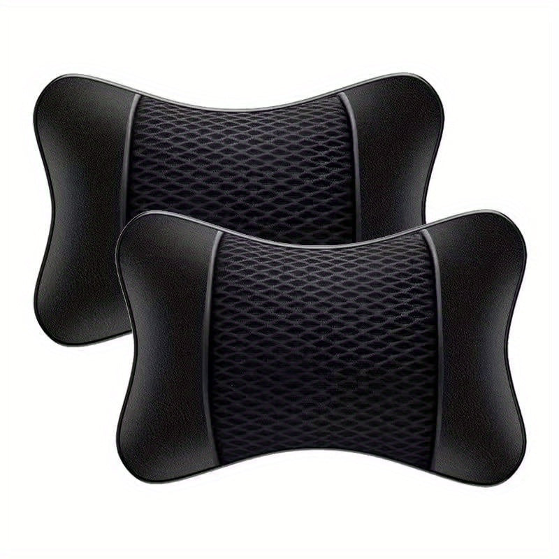 Ergonomic Car Neck Pillow Breathable Faux Leather Headrest with Mesh Ventilation