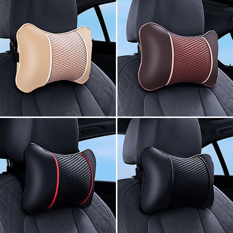 Ergonomic Car Neck Pillow Breathable Faux Leather Headrest with Mesh Ventilation