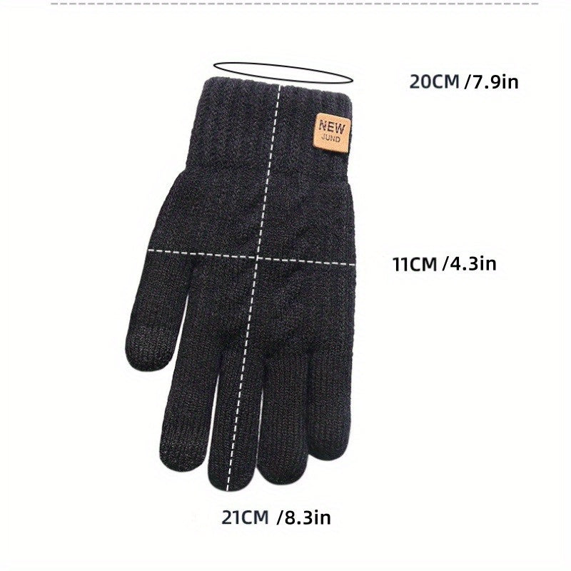 Women's Touchscreen Knit Gloves with Imitation Wool and Crochet Design