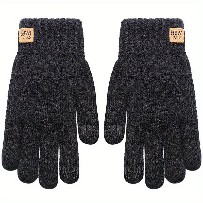 Women's Touchscreen Knit Gloves with Imitation Wool and Crochet Design