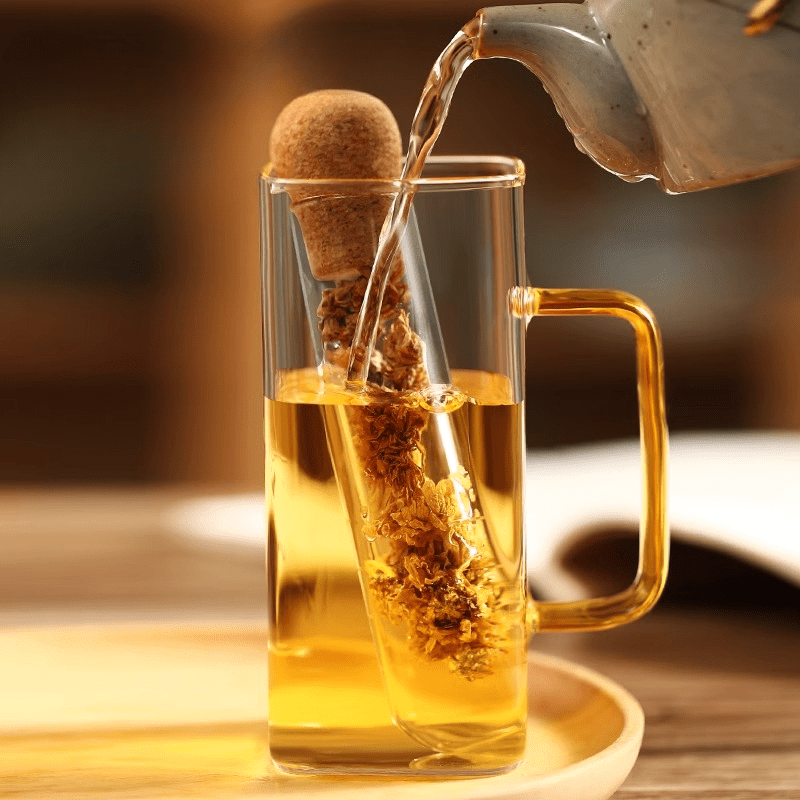 Glass Tea Infuser with Cork Stopper, Clear Test Tube Design for Loose Leaf Brewing