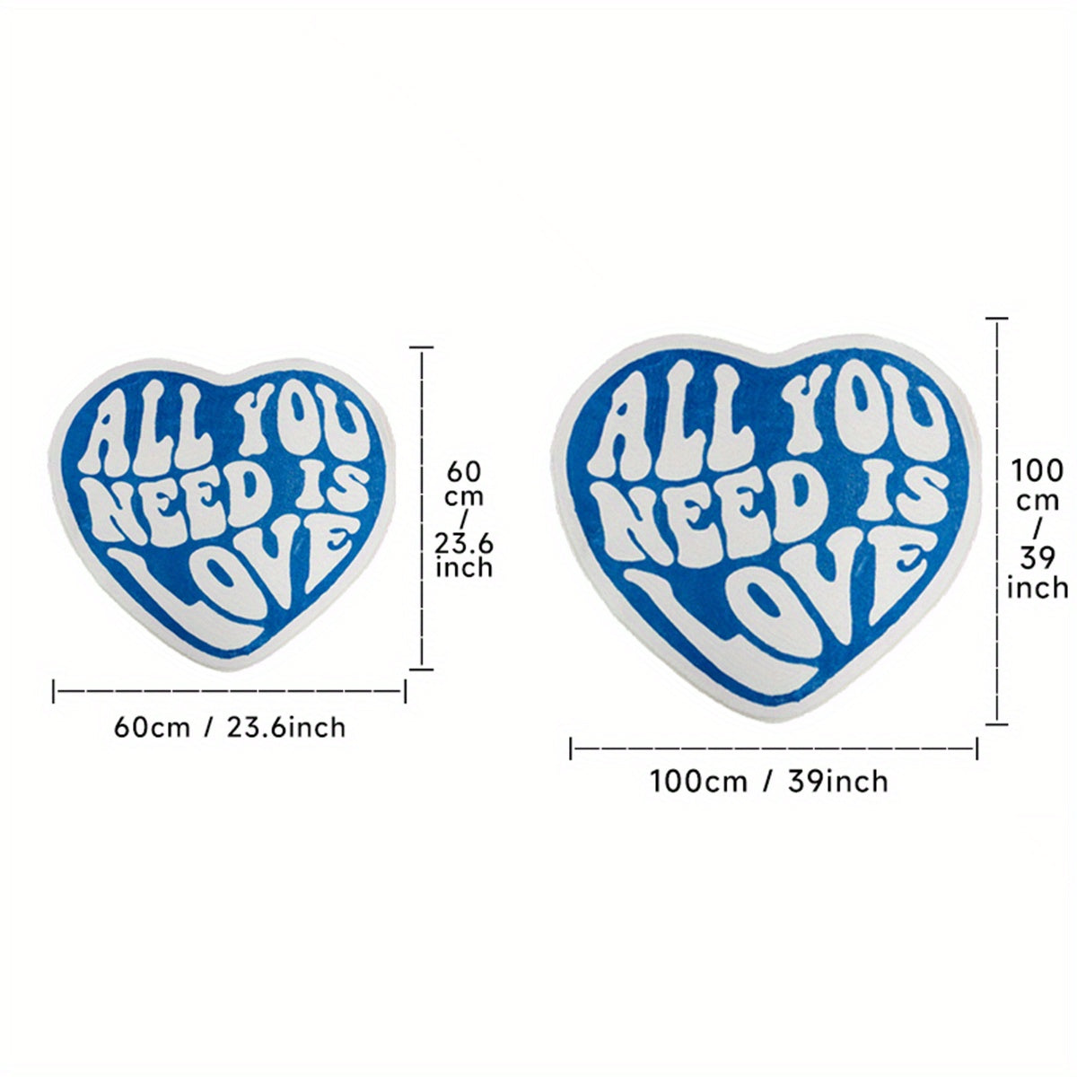 Yumshoq velur yurak shaklidagi gilam yotoq xonasi va mehmonxona uchun, sirpanmaydigan, 8mm qalinlikda
