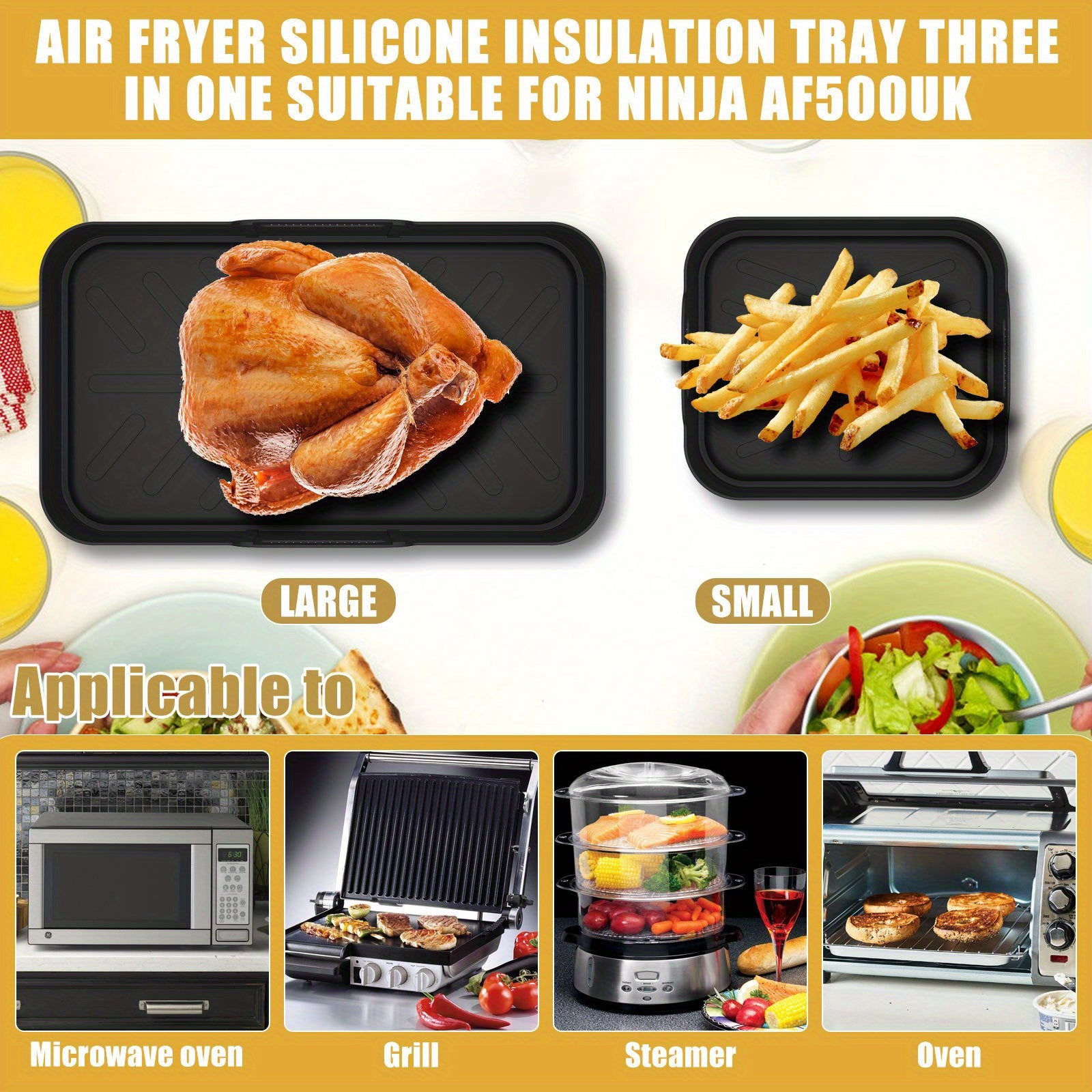 Silicone Air Fryer Liners Set of 3 Non-Stick Baking Mats for Oven Steamer