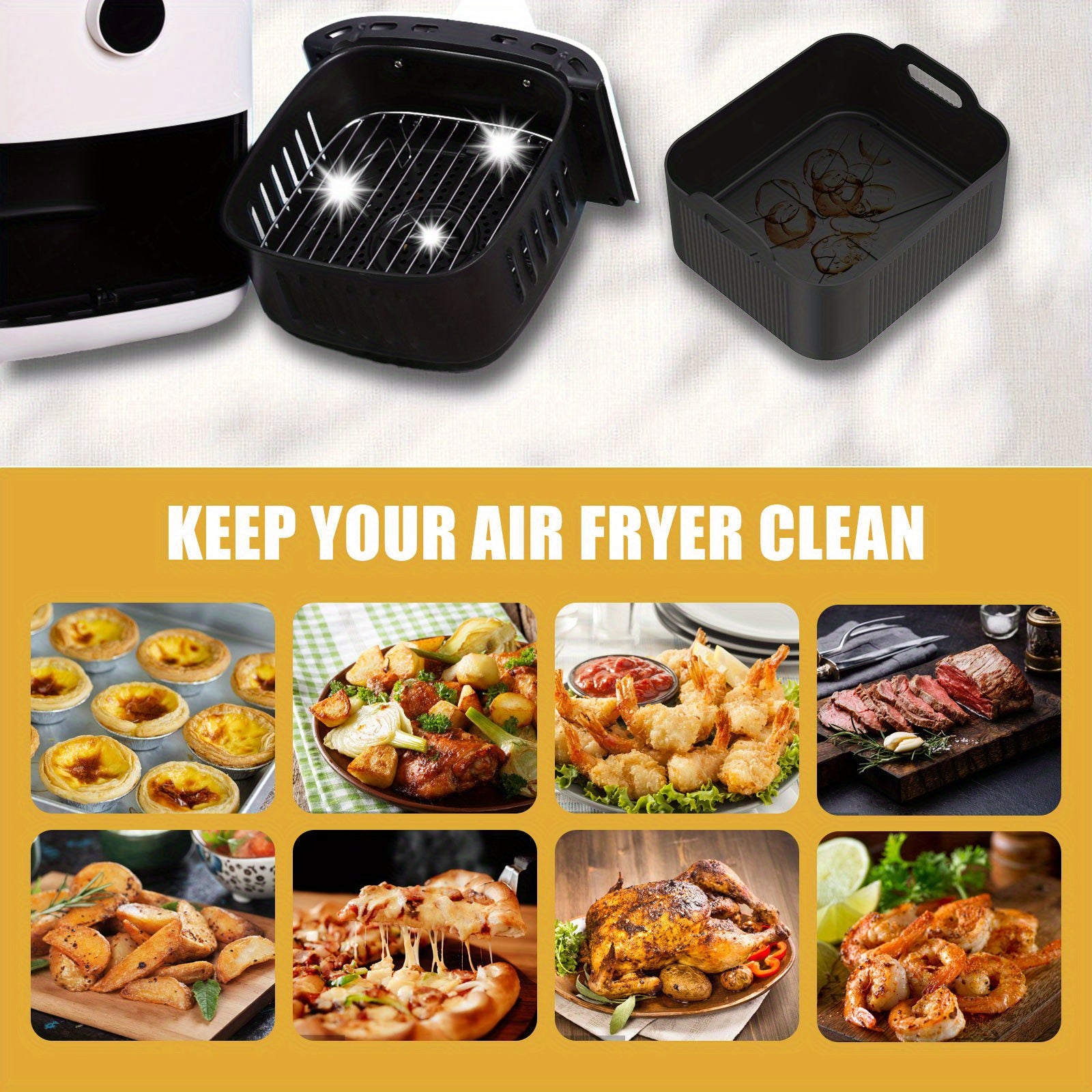 Silicone Air Fryer Liners Set of 3 Non-Stick Baking Mats for Oven Steamer