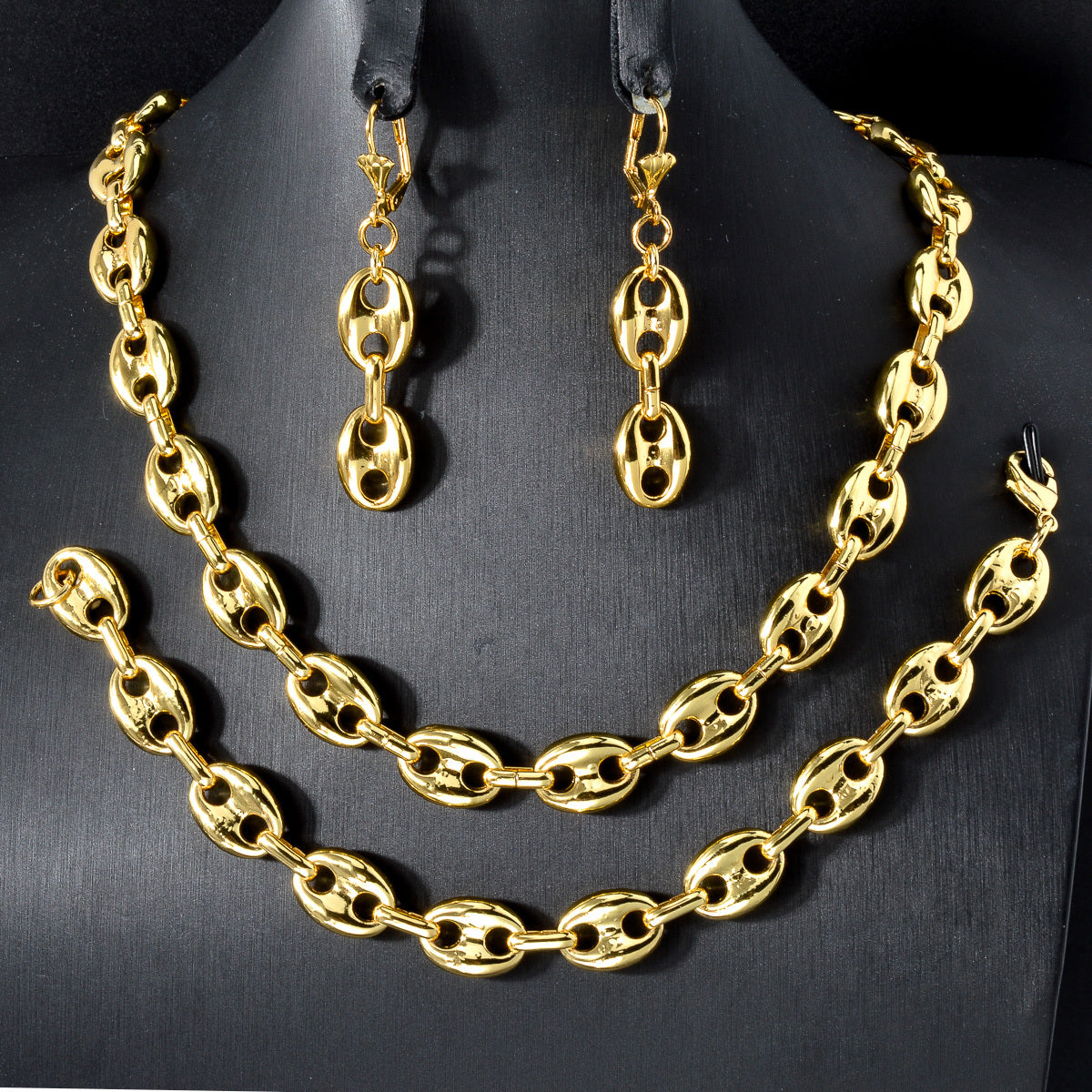 Uniseks oltin tonli mis zargarlik buyumlari to'plami, zanjir, sirg'a, bilaguzuk, sovg'a