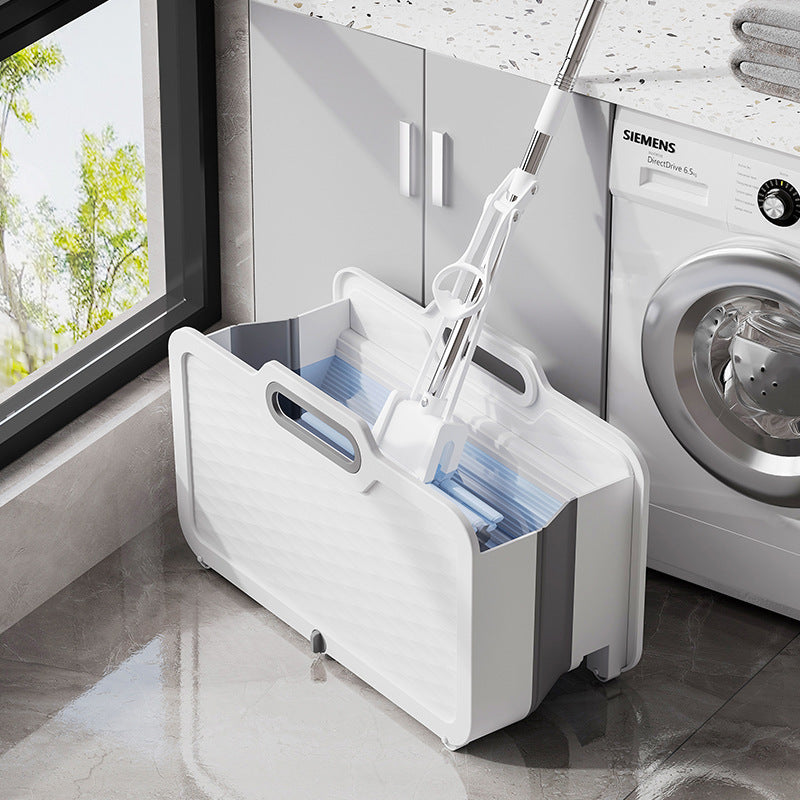 "To‘g‘ri burchakli yig‘iladigan tekis mop chelak - Ichki va tashqi foydalanish uchun ko‘p funksiyali tozalash idishi, uy hammomi, oshxona, hojatxona, avtomobil yuvish va pol tozalash uchun ideal"