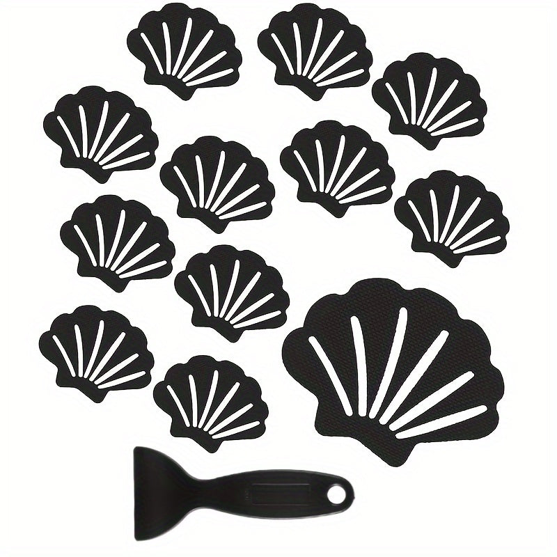 Set of 6 Non-Slip Bathroom Mats with Scraper for Bathtubs and Pool Floors