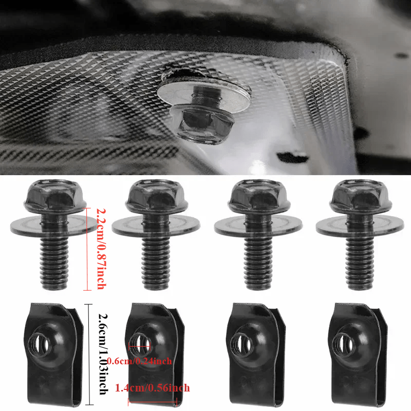 Car Body Bolts U-Nut Clips M6 Engine Cover Splash Shield Fasteners