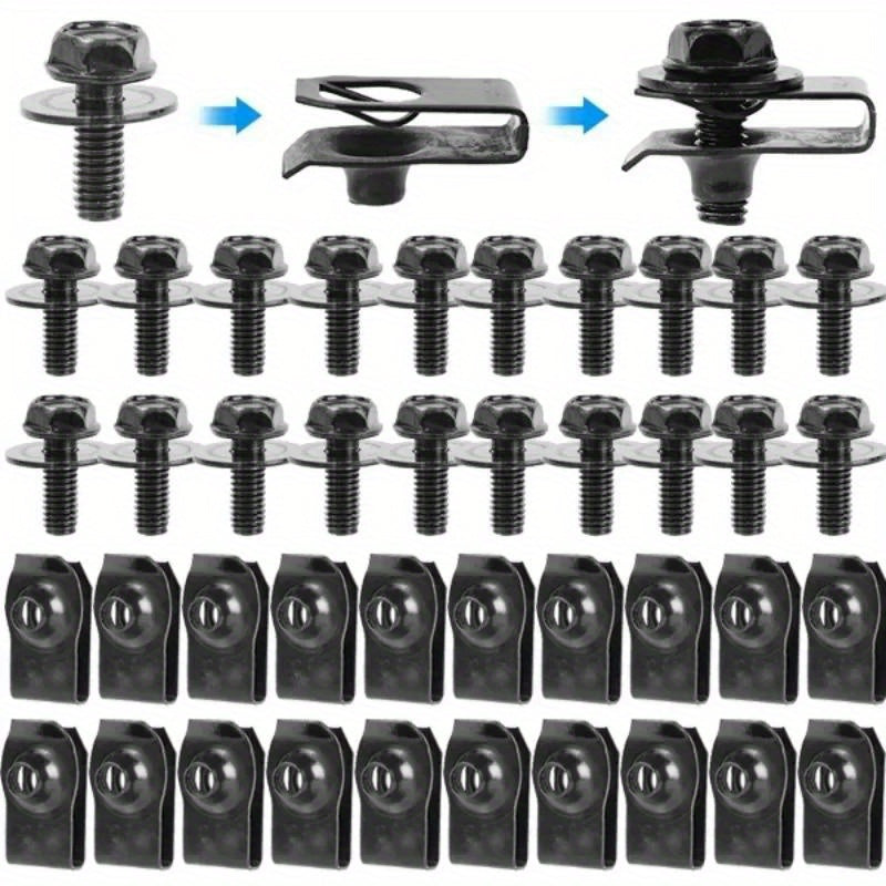 Car Body Bolts U-Nut Clips M6 Engine Cover Splash Shield Fasteners