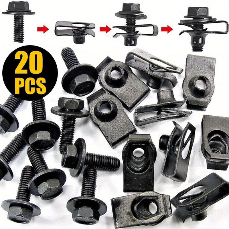Car Body Bolts U-Nut Clips M6 Engine Cover Splash Shield Fasteners