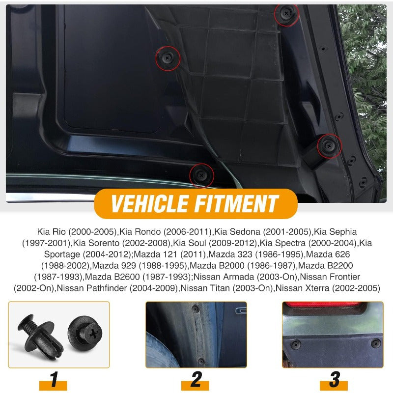 100 piezas de clips de plástico para coche, sujetadores rápidos, retenedores para interior y maletero