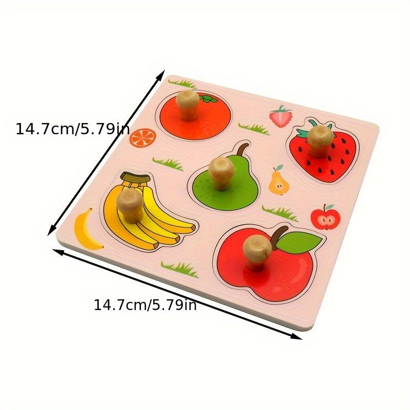 Tablero de rompecabezas de frutas en 3D de madera para niños de 0 a 3 años Juguete educativo Coordinación mano-ojo Regalo