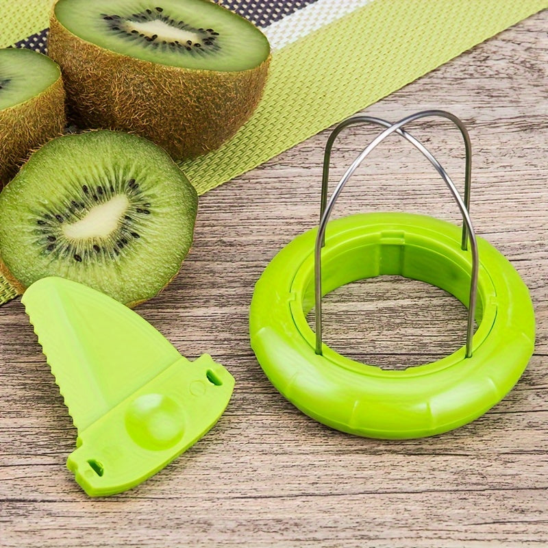 Effortless Kiwi Slicer Peeler Stainless Steel Tool for Fruits Green