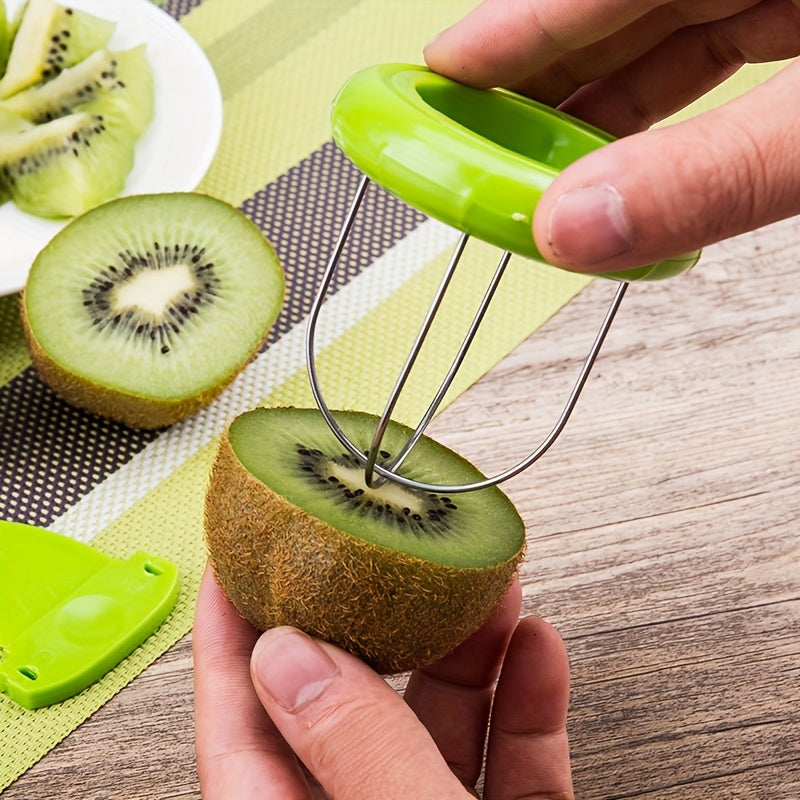 Effortless Kiwi Slicer Peeler Stainless Steel Tool for Fruits Green
