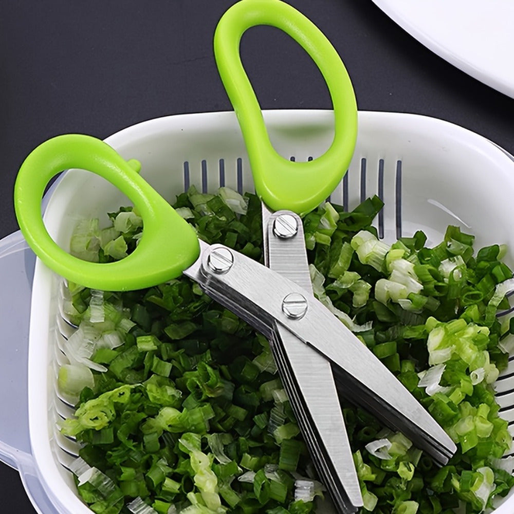 Stainless Steel Kitchen Scissors with Multi-Layer Blades for Vegetables and Green Onions