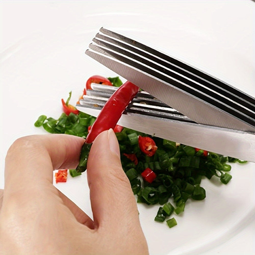 Stainless Steel Kitchen Scissors with Multi-Layer Blades for Vegetables and Green Onions