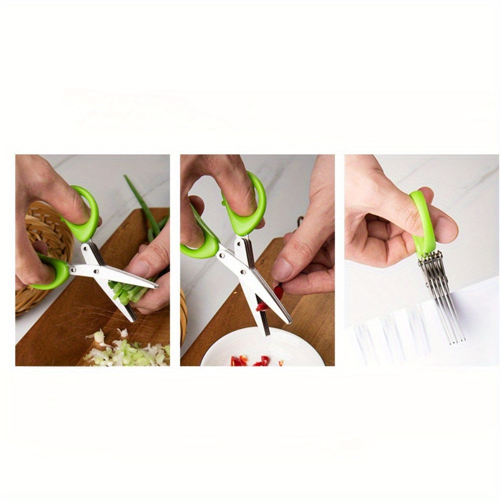 Stainless Steel Kitchen Scissors with Multi-Layer Blades for Vegetables and Green Onions