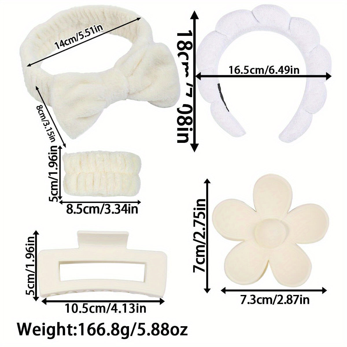 Women’s Hair Accessory Set with Linen Headband Wristbands and Bow Clips