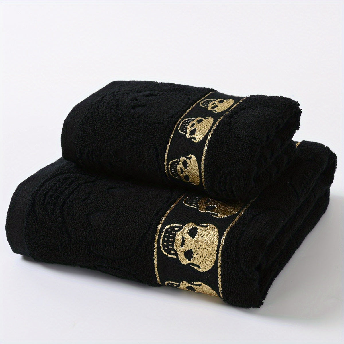 Набор полотенец из жаккардового бархата с изображением черепа на Хэллоуин и Дне мертвых, 2 размера для взрослых