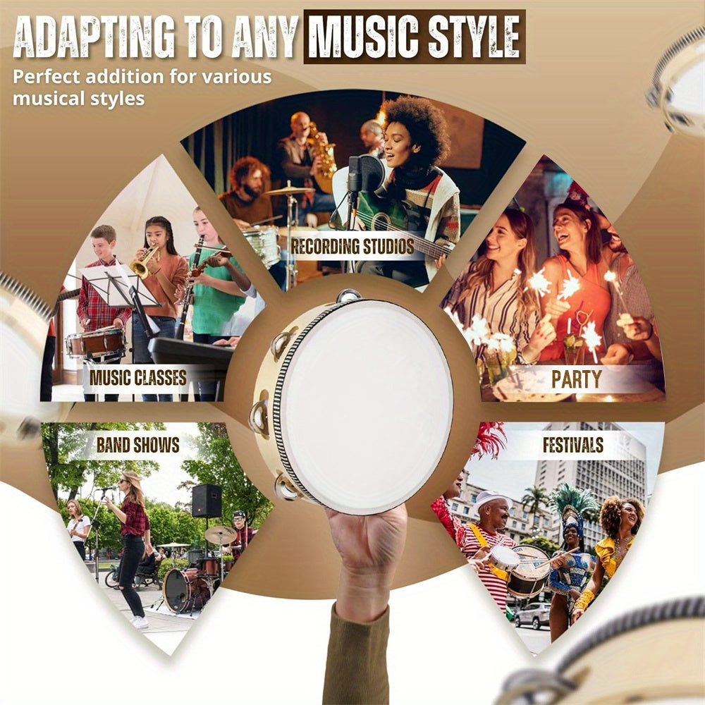 Kids Handheld Tambourine with Metal Bells in Multiple Sizes for Kids Parties and Events