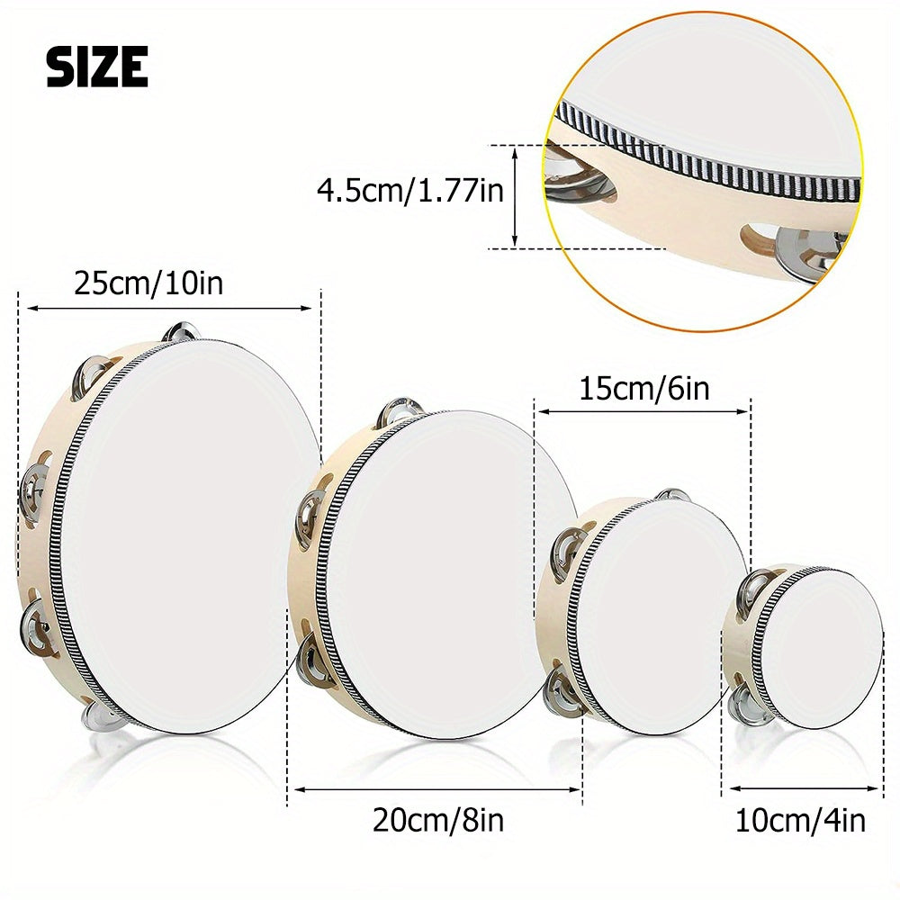 Kids Handheld Tambourine with Metal Bells in Multiple Sizes for Kids Parties and Events