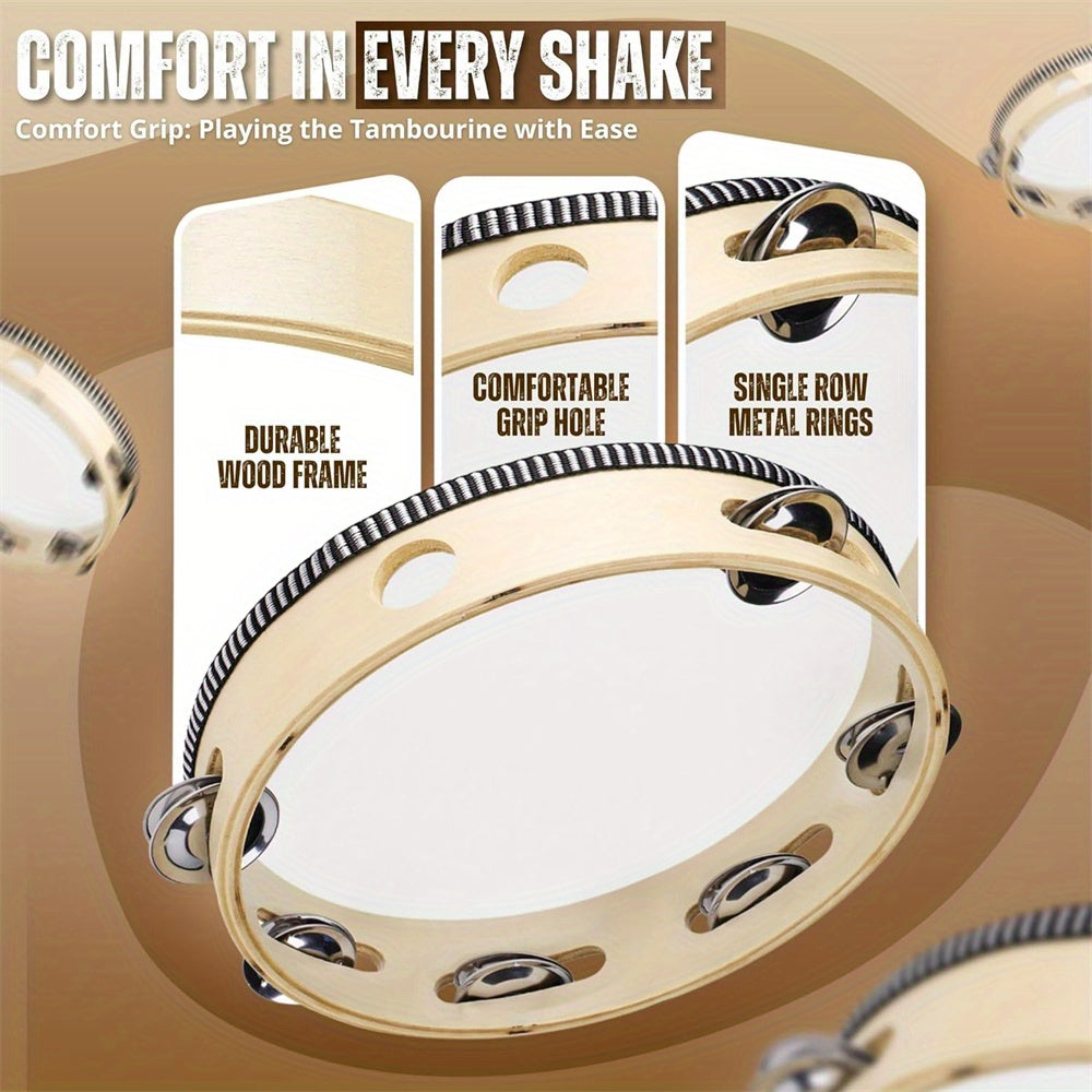 Kids Handheld Tambourine with Metal Bells in Multiple Sizes for Kids Parties and Events