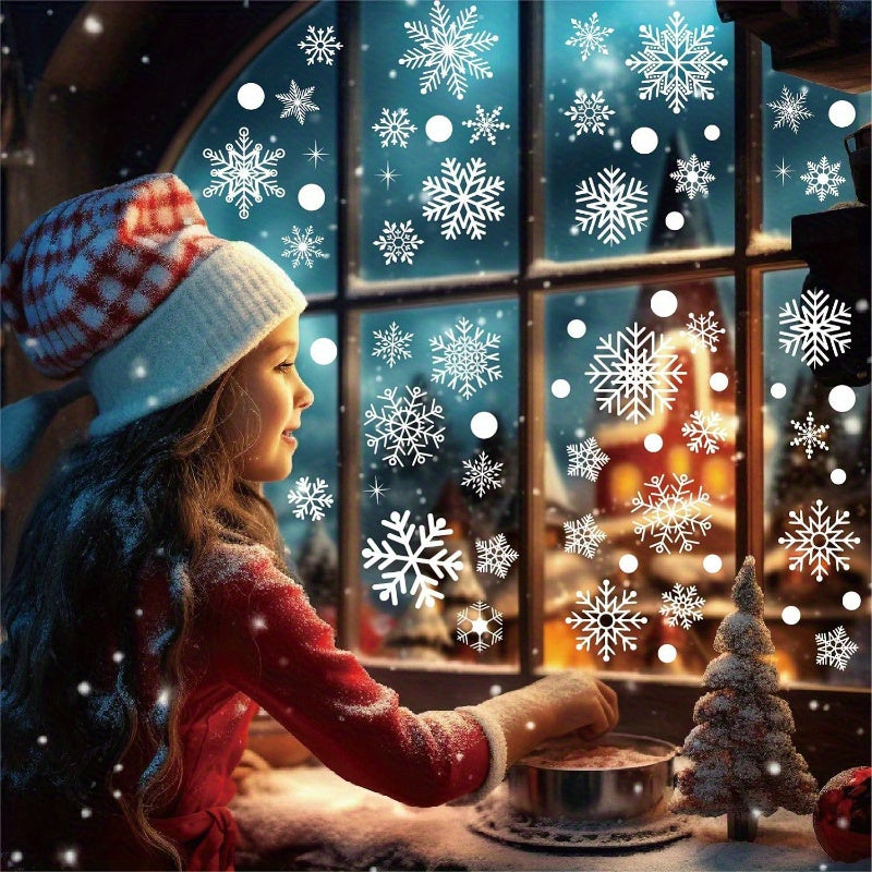 Double-Sided Static Cling Snowflake Decals for Christmas Holiday Decorations