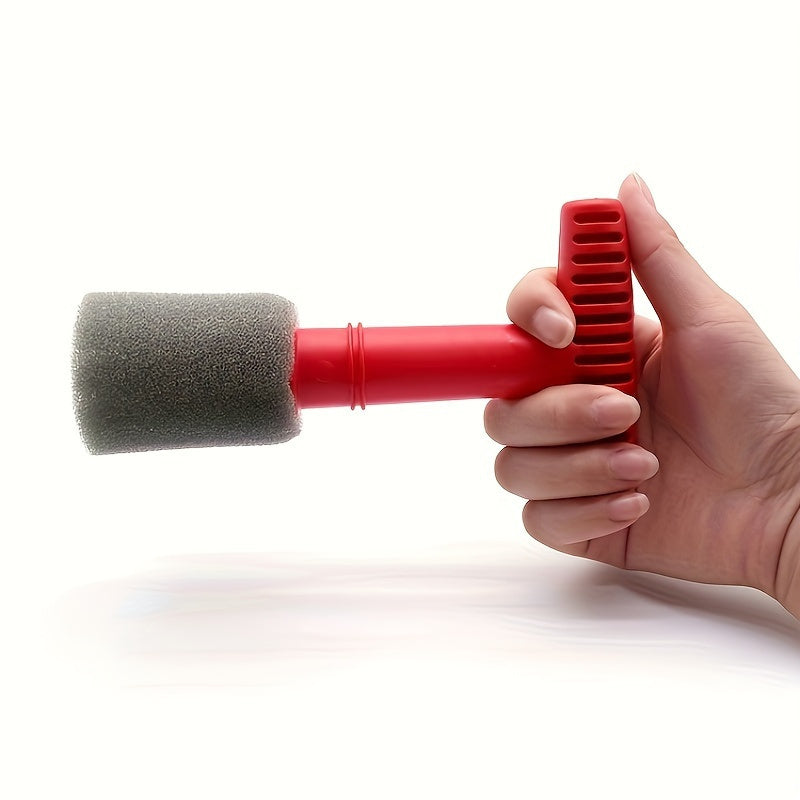 Набор двухчастных щеток для детализации автомобильных колес с красной ручкой для дисков и двигателей