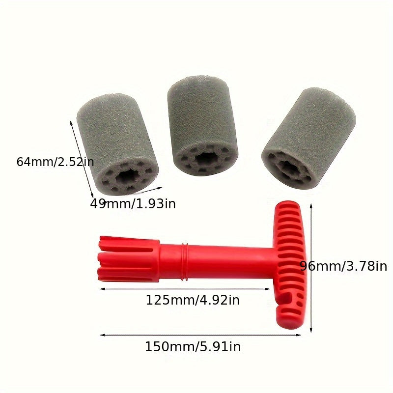 Набор двухчастных щеток для детализации автомобильных колес с красной ручкой для дисков и двигателей