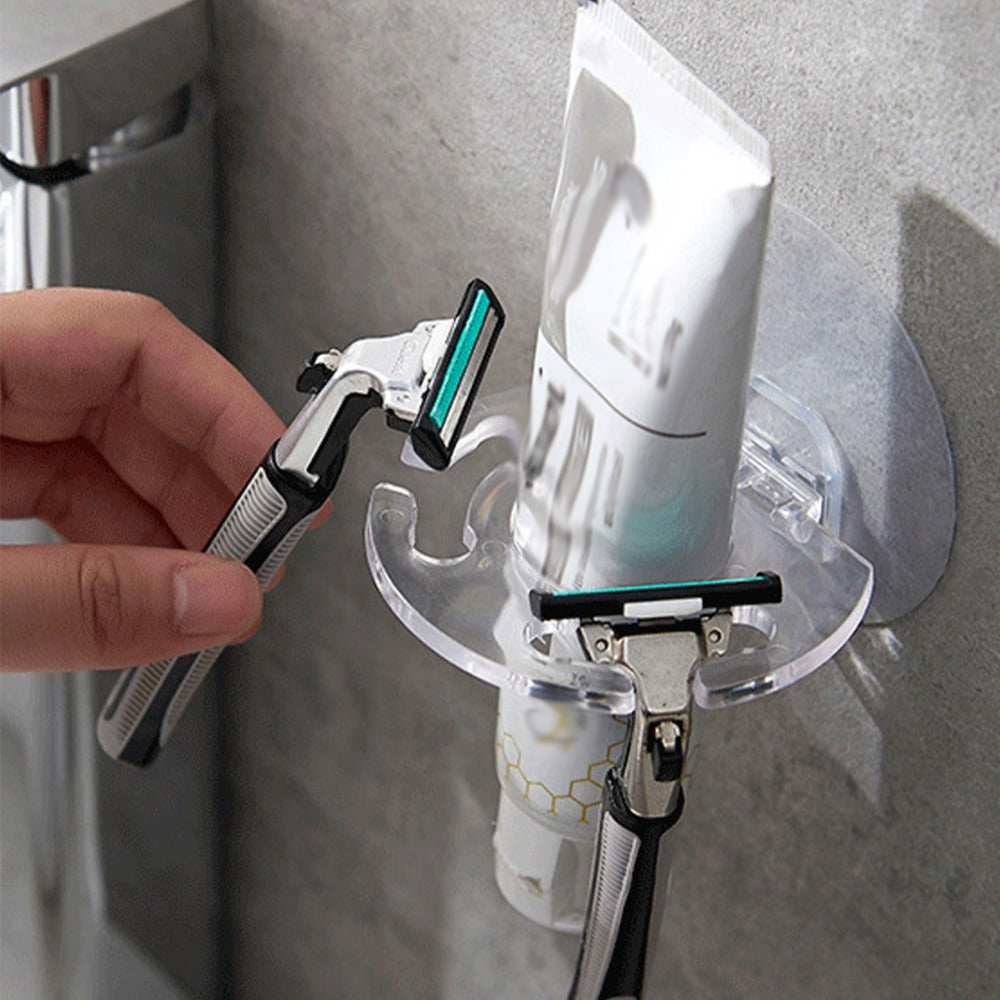 Wall-Mounted Toothbrush and Toothpaste Holder No Drilling Space Saver