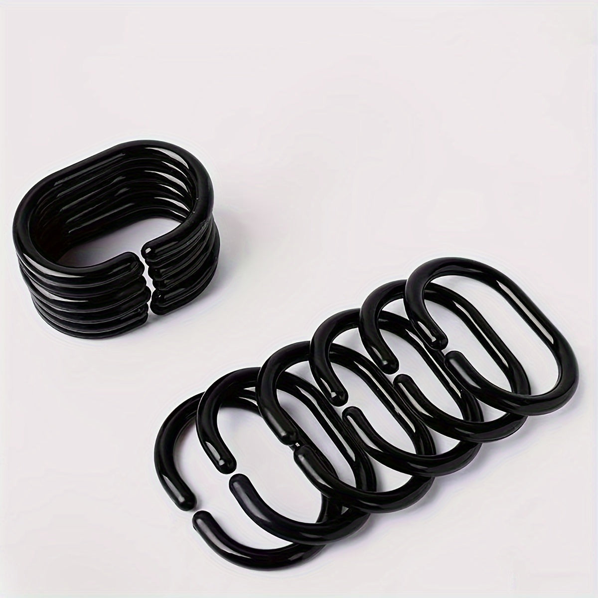 Ekologik toza plastik halqalar dush tayoqlari uchun - 30 dona mustahkam C-shaklidagi tutqichlar to'plami.