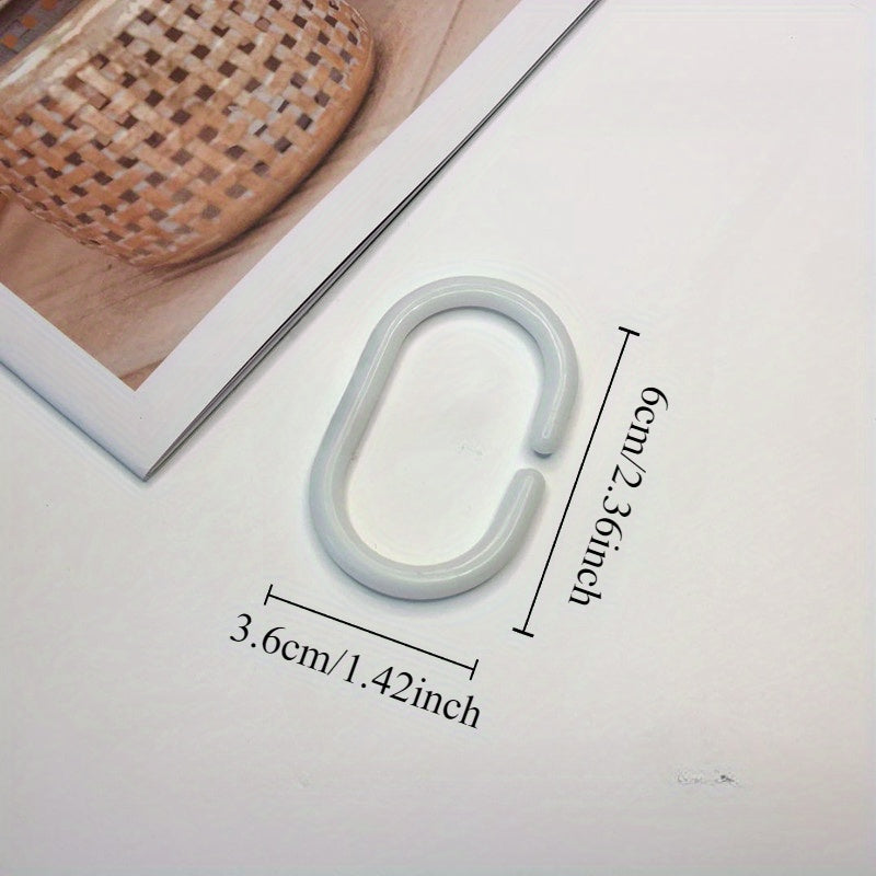 30 ta plastik dush pardasi tutqichlari, C-shaklidagi halqalar va oson harakat qilish uchun mustahkam tugmachali yopilish.