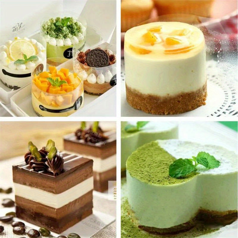 Shaffof asetat shokoladli konfet pishirish filmi bilan tayyorlangan qayta ishlatiladigan PET tort qopqog'i, qulflanishi bilan, muzlatgichda saqlash uchun mos. O'lchamlari 8 sm x 10 m yoki 10 sm x 10 m da mavjud.