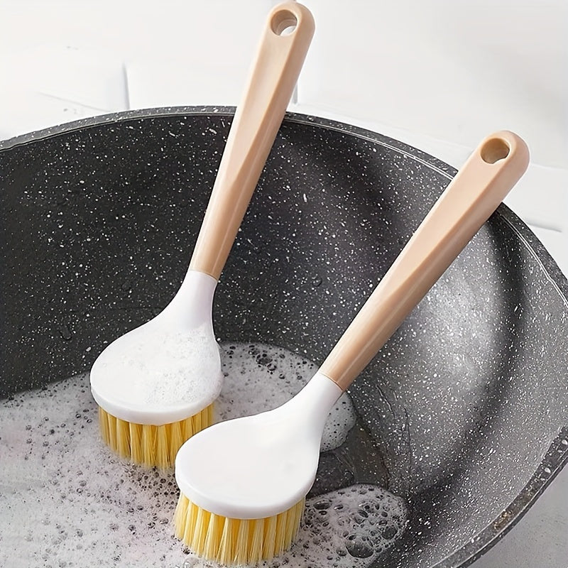Wooden Long Handle Kitchen Brush Multipurpose Non-Scratch Pot Scrubber for Pots and Pans