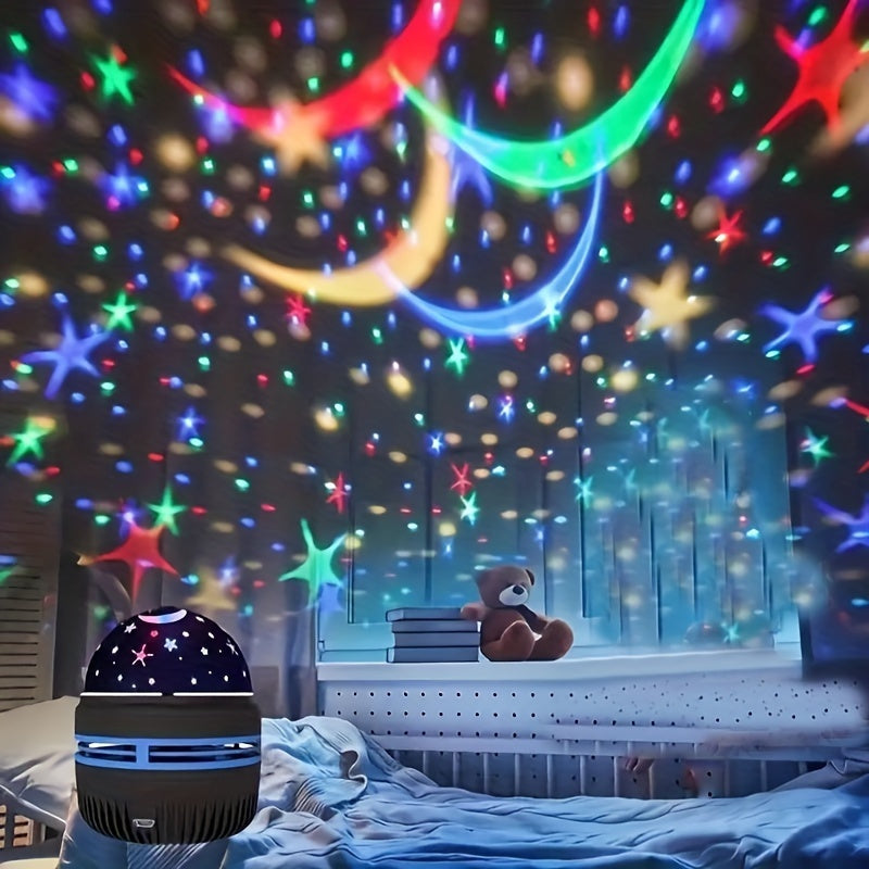 RGB LED Night Light with Rotating Star Projector Touch Control Color Changing for Bedroom and Party
