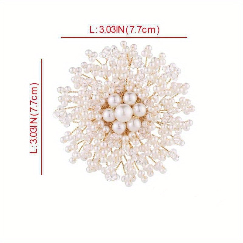 Vintage Style Pearl Flower Brooch Pin for Women and Men Wedding Party Accessories
