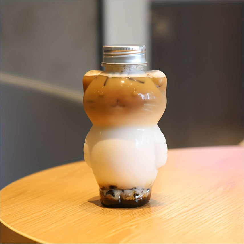 500ml Cartoon Cat Water Bottle for Milk Tea and Juice Durable PET Plastic Gift