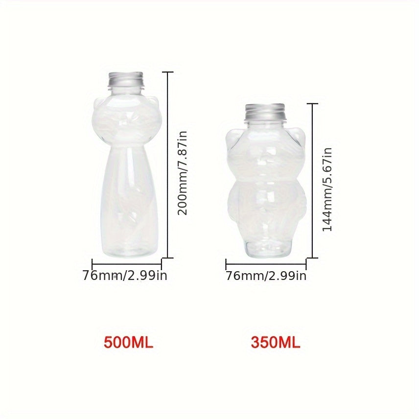500ml Cartoon Cat Water Bottle for Milk Tea and Juice Durable PET Plastic Gift