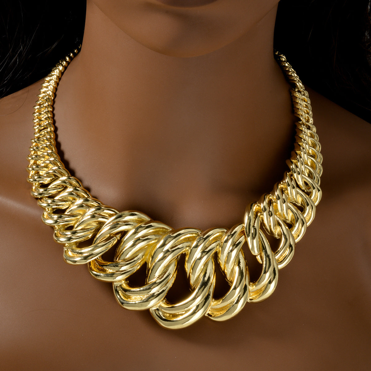 Women's Copper Jewelry Set with Interlocked Circle Choker Earrings Bracelet Ring