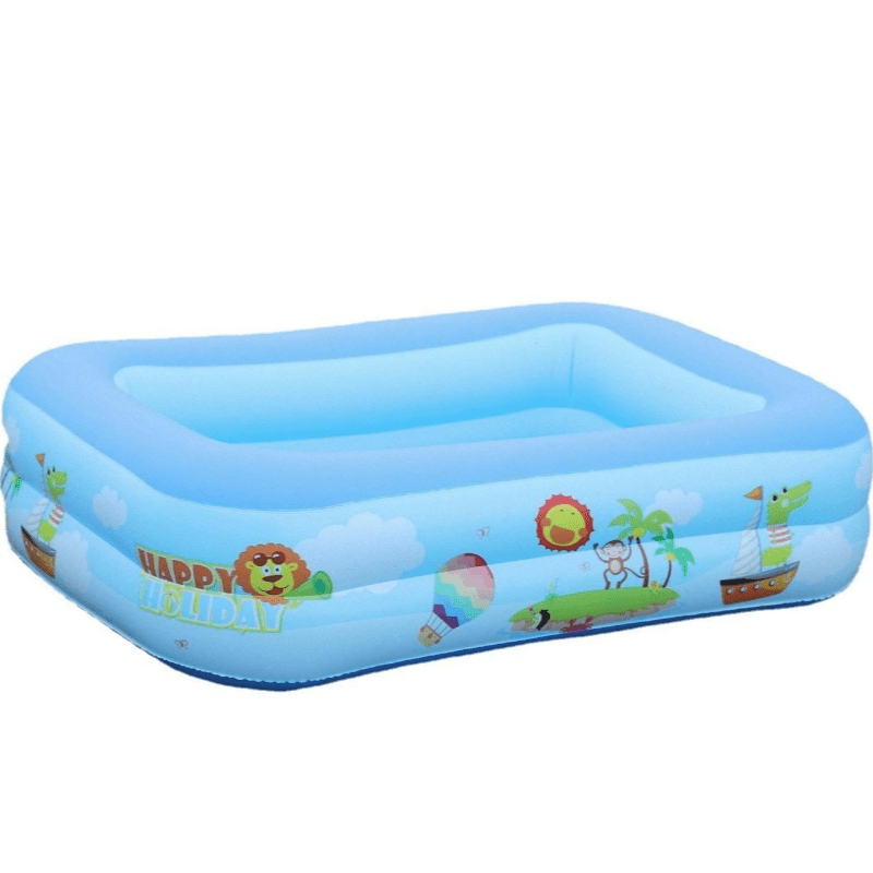 Inflatable Square PVC Pool for Family Outdoor Parties Blue 6M+