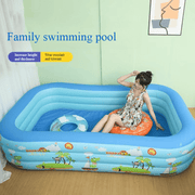 Inflatable Square PVC Pool for Family Outdoor Parties Blue 6M+