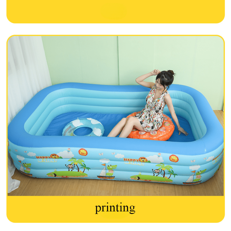 Inflatable Square PVC Pool for Family Outdoor Parties Blue 6M+