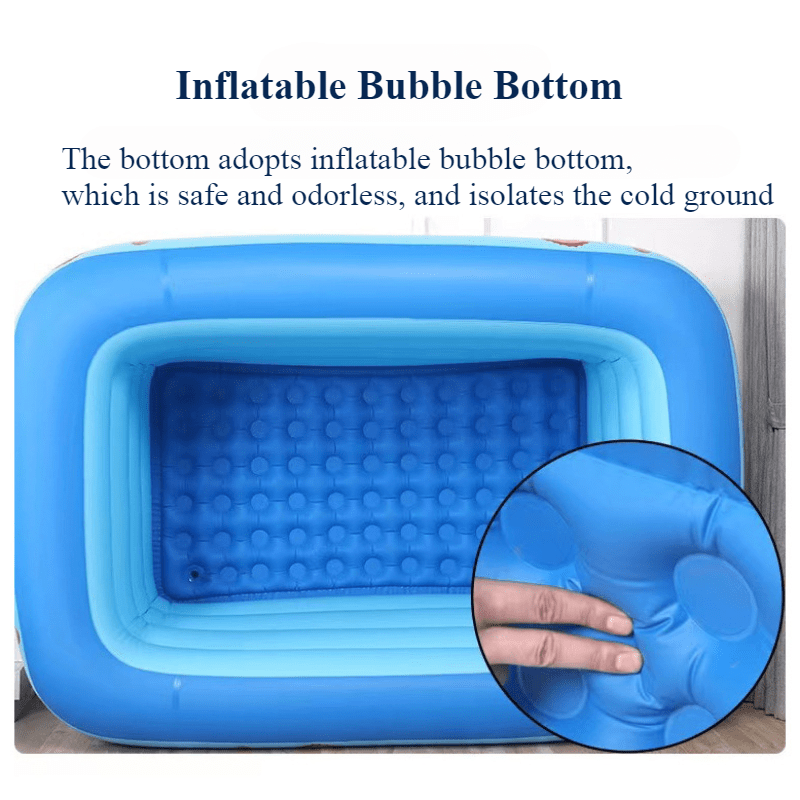 Inflatable Square PVC Pool for Family Outdoor Parties Blue 6M+