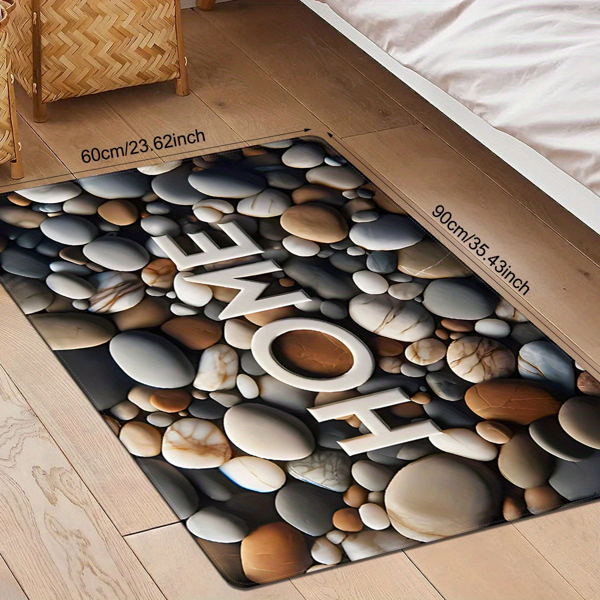 Polyester Doormat Pebble Print bilan, sirpanishga qarshi, ichki kirish qismi uchun, dog'ga chidamli mato