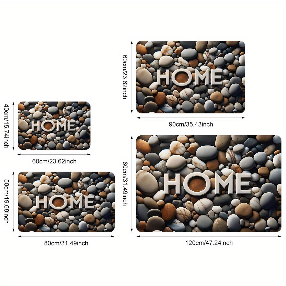 Polyester Doormat Pebble Print bilan, sirpanishga qarshi, ichki kirish qismi uchun, dog'ga chidamli mato